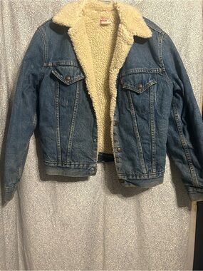 Levi's Blue Denim Sherpa-Lined Bomber Jacket